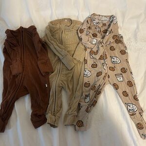 Charming Kids Footies Set - Brown, Tan, and Cream